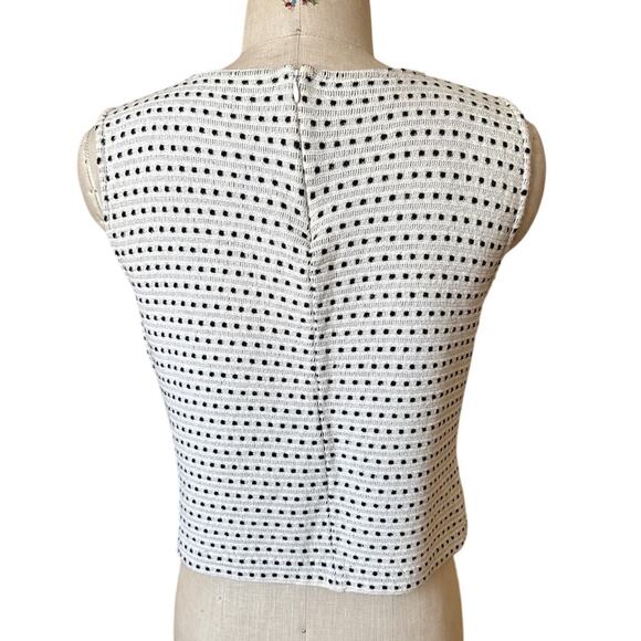 St. John Sleeveless Knit Top in White with Black Dots Size Medium - Picture 5 of 6